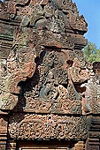 Banteay Srei temple - east gopura of the 1st enclosure, dancing Shiva 